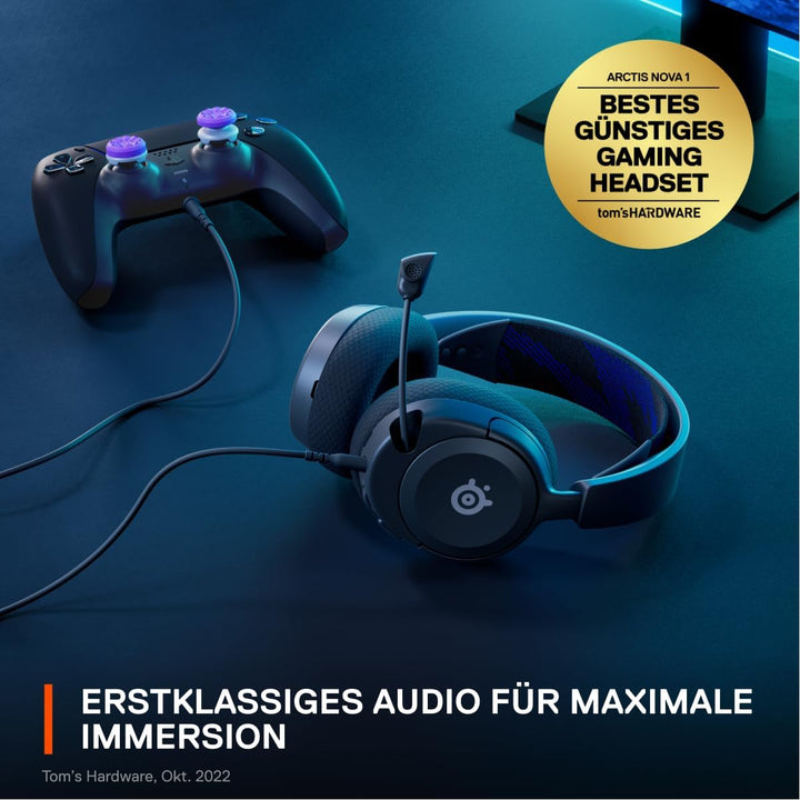 SteelSeries Arctis Nova 1P - Multi-System Gaming-Headset – Hi-Fi-Treiber – 360° Surround-Sound – Mem