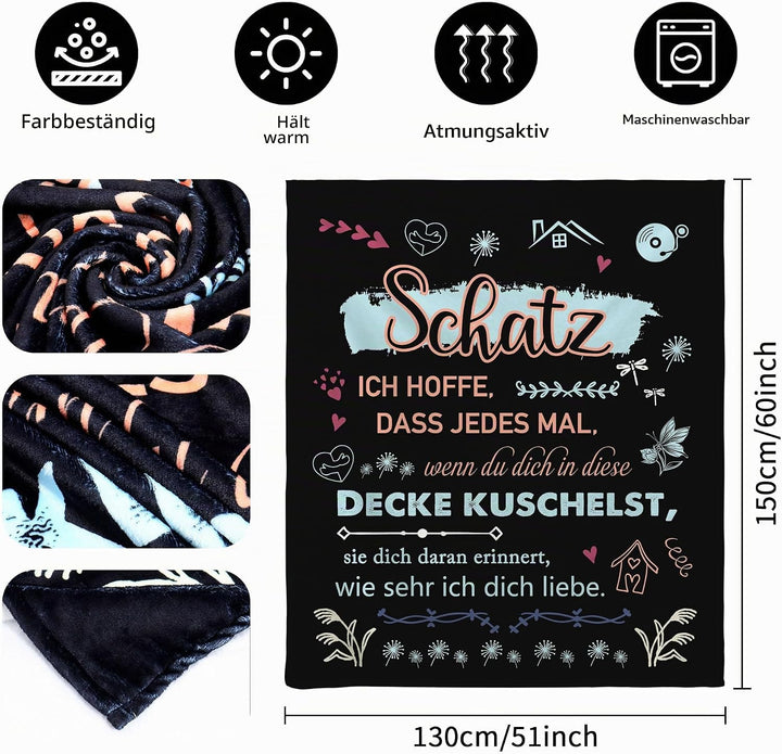 Original Geschenk für Valentinstag Schatz Ich Hoffe Dass Jedes Mal Wenn Du Dich In Diese Decke Kusch