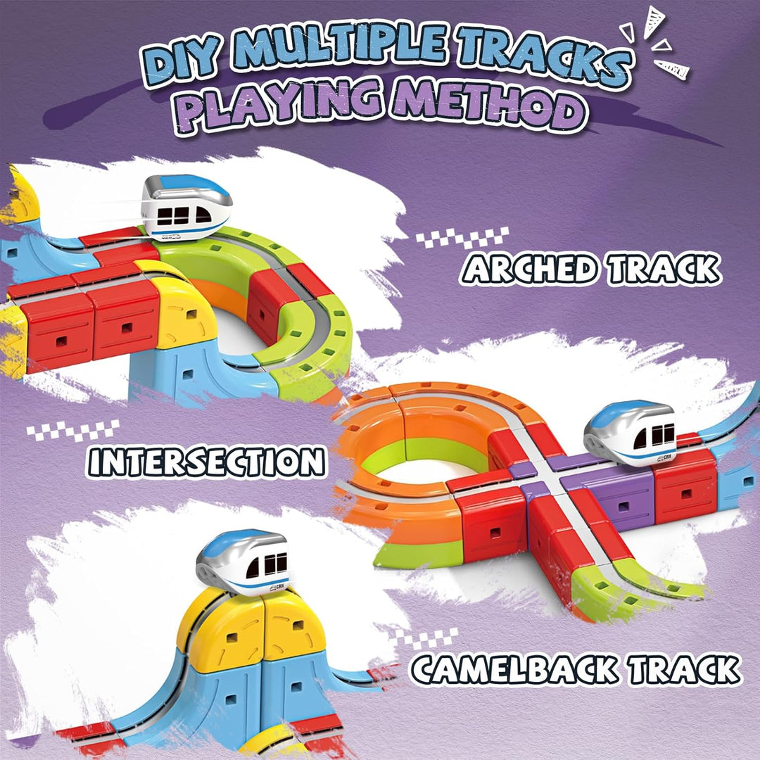 YESHIN Eisenbahn Elektrisch Cube Track, Clickrail Magisches Schienen WüRfel Zug Set, DIY Zugstrecken