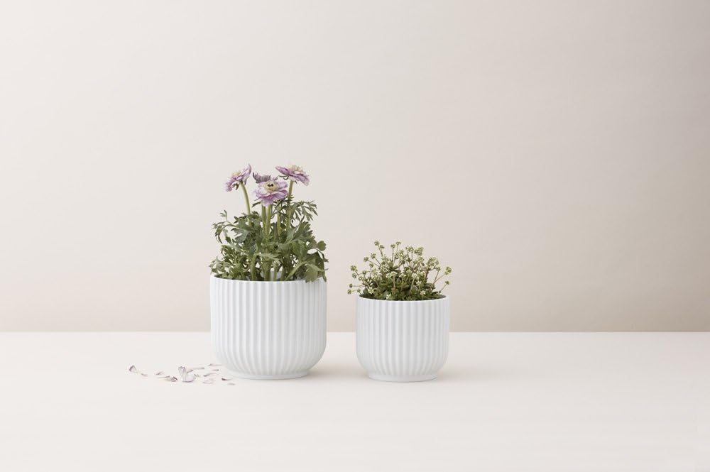 Lyngby Porcelæn Übertopf gross Lyngby im Bauhaus-Stil Zeitloses Design, Weiss 20,3cm Bianco, 20,3cm
