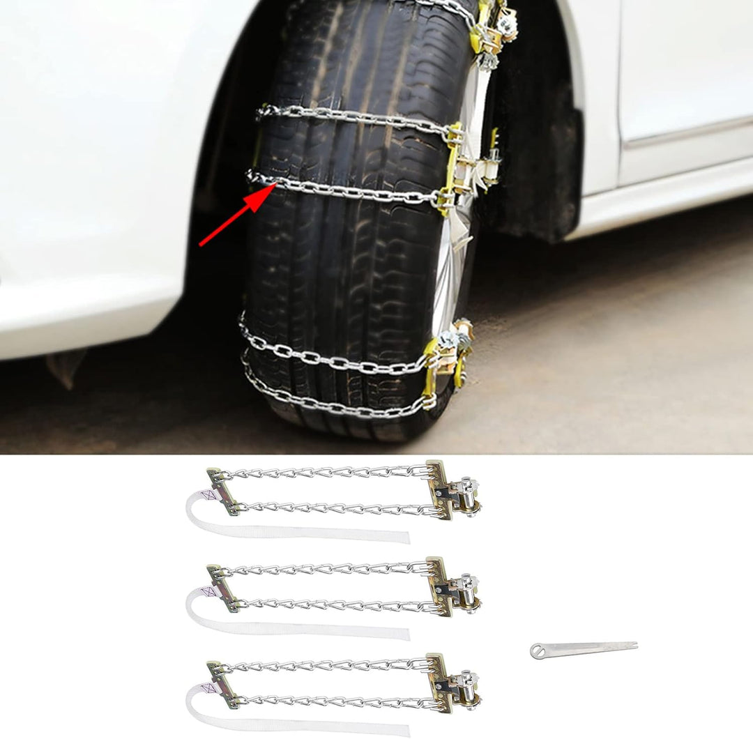 Schneeketten Fydun 3pcs Auto Reifen Schneekette Reifen Rutscht Stahlkette Gummi Reifen Gleitschutzst