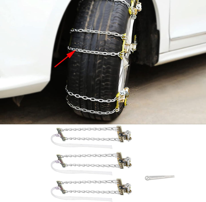 Schneeketten Fydun 3pcs Auto Reifen Schneekette Reifen Rutscht Stahlkette Gummi Reifen Gleitschutzst