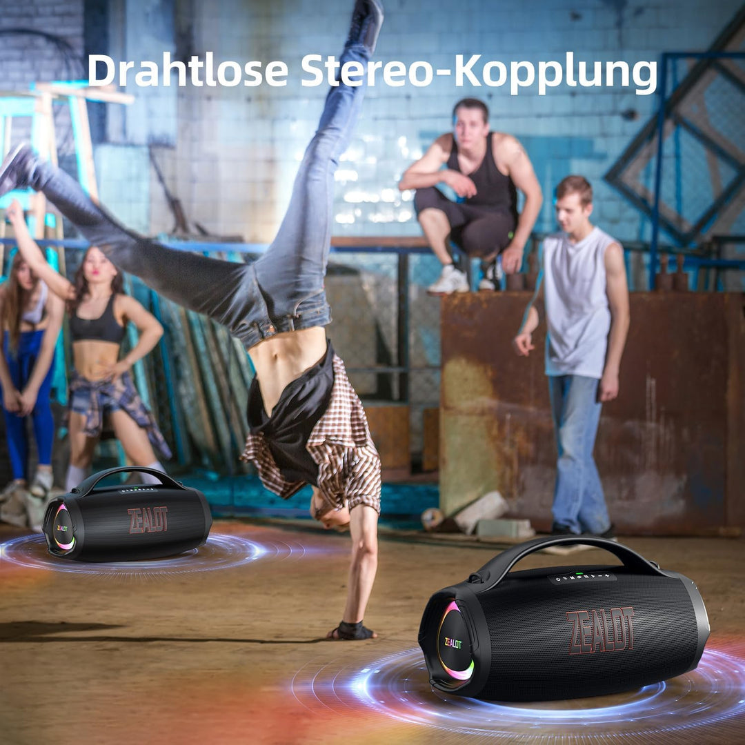 Zealot Bluetooth Lautsprecher,160W RMS/200W Peak Musikbox,Mega Volume Bass,IPX6 Wasserdicht,BT5.3,36