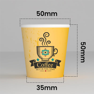 1000 Kaffeebecher aus Papier, 65 ml, CuzcoYellowCUP Umweltfreundliche & biologisch abbaubare Einwegb