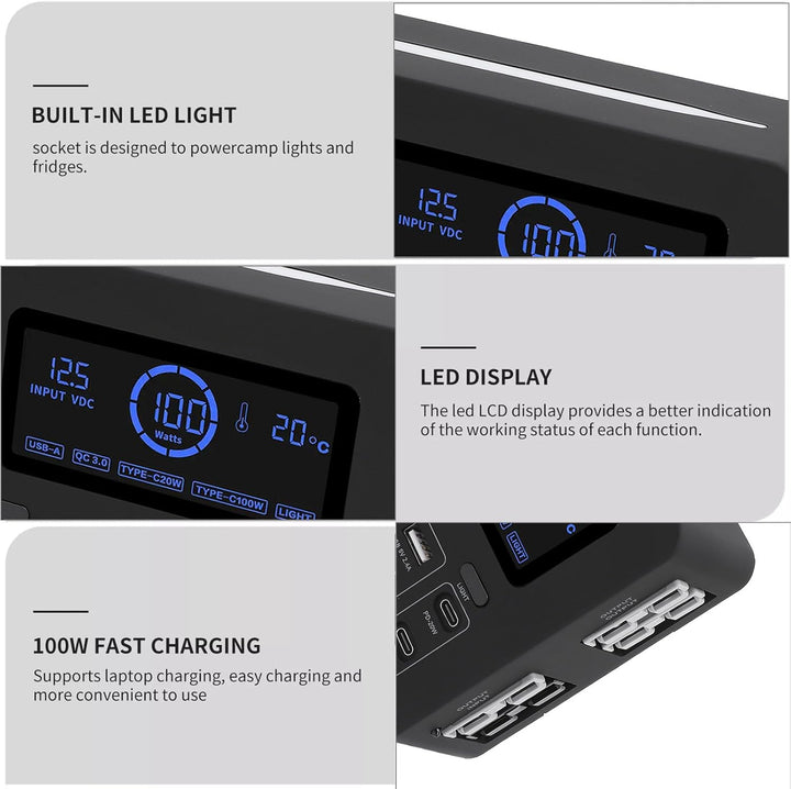 12 V Mini Power Box, 100W LCD -Display USB C QC3.0 Port für 4 Anderson Outlet Multifunktionale Leist