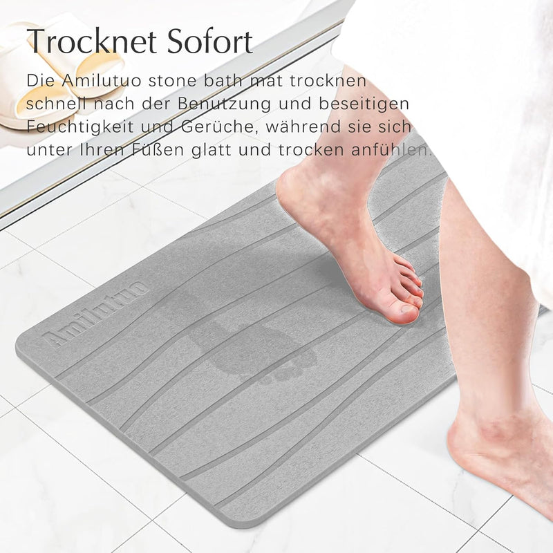Amilutuo Badematte Stein, Diatomite Stone Bath Mat, rutschfeste Stein Badematte, Badematte Stein Sch