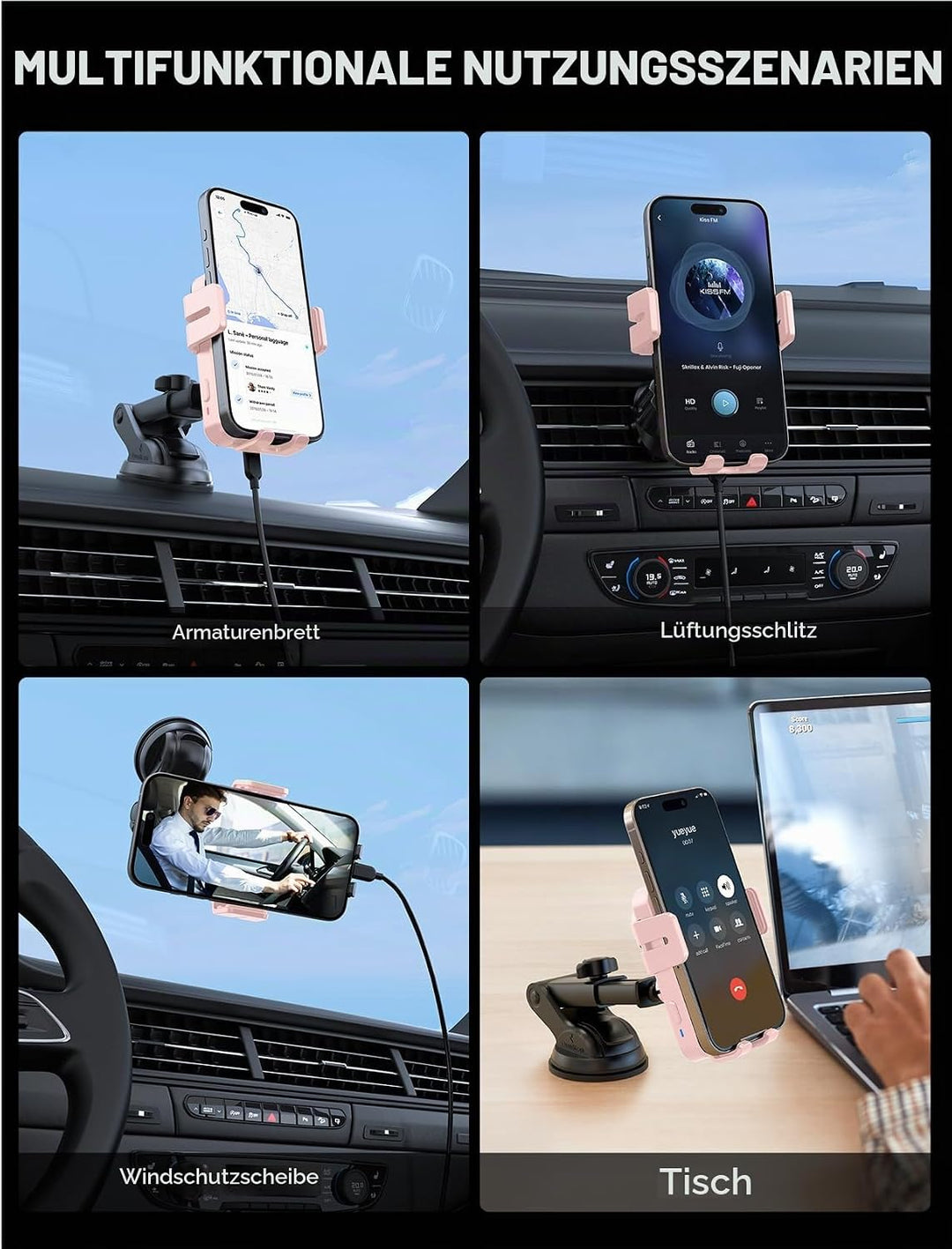 MOKPR Handyhalterung Auto mit Ladefunktion, 15W Handyhalterung Auto Induktives Laden für Entlüftungs