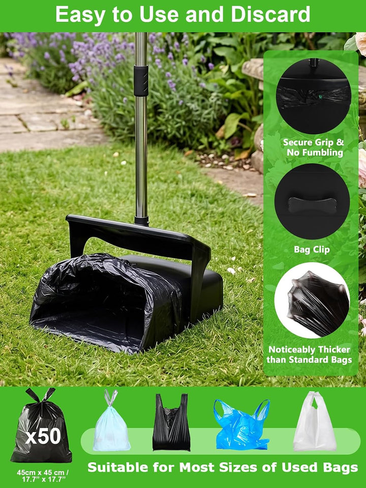 3-in-1 Edelstahl Hundekotschaufel Set für Garten &amp; Hof | Langer Griff, Rückenschonend. Geruchsreduzi