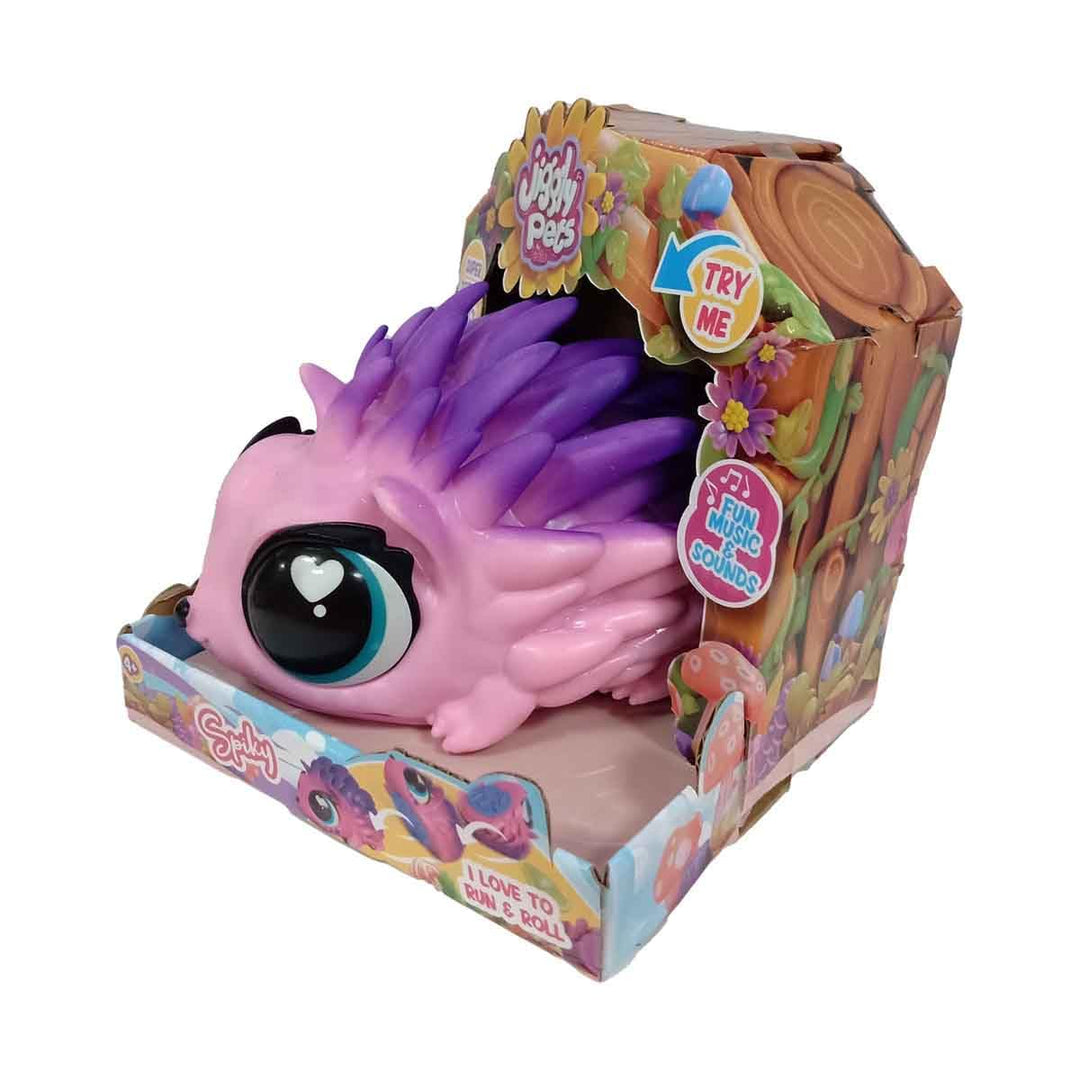 Jiggly Pets My Spike Pet Rosa, Spiky the Hedgehog, interaktiver Igel, weiches Gummi-Maskottchen zum
