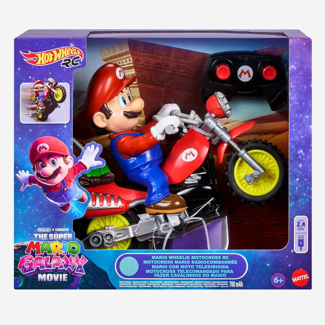 Hot Wheels Mario Kart Motorrad, ferngesteuertes Wheelie Motocross aus dem Super Mario Galaxy-Film mi