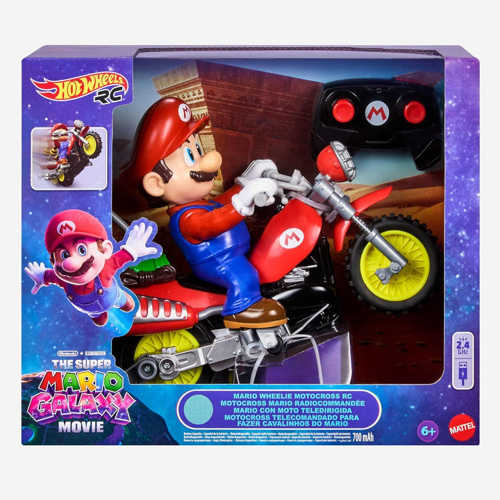 Hot Wheels Mario Kart Motorrad, ferngesteuertes Wheelie Motocross aus dem Super Mario Galaxy-Film mi
