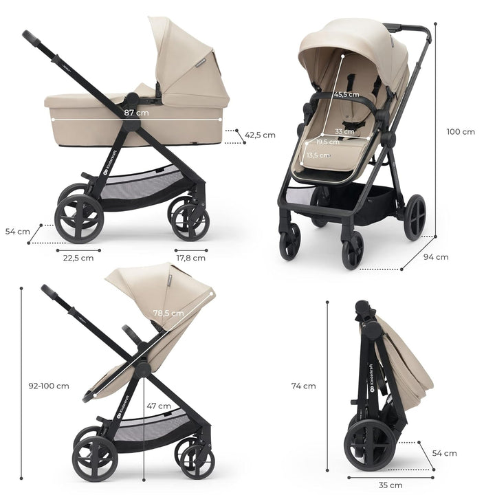 Kinderkraft NEWLY Kinderwagen 4 in 1, Komplettset bis 22 kg, Leicht Kombikinderwagen mit Babyschale