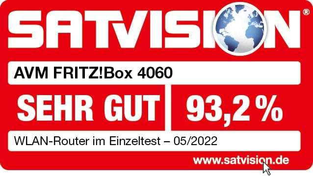 AVM FRITZ!Box 4060 (Wi-Fi 6 Mesh Router, bis zu 4.800 MBit/s (5 GHz) & 1.200 MBit/s (2,4 GHz), 2,5 G