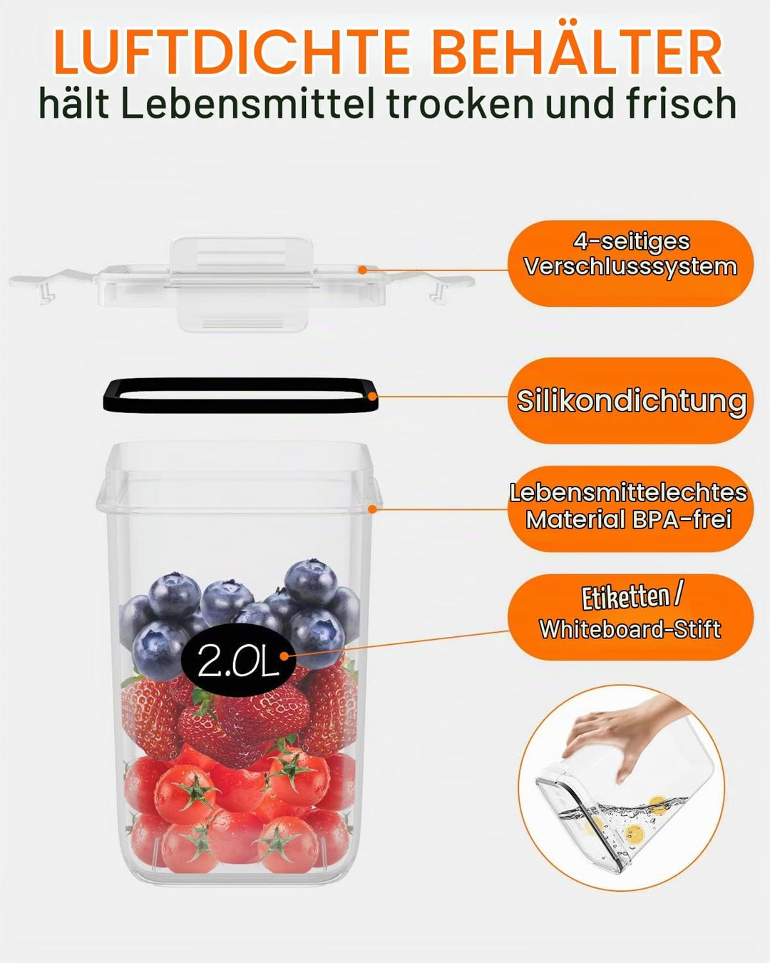 Vorratsdosen 16 Set Frischhaltedosen mit Deckel Vorratsbehälter Aufbewahrungsbox Küche Luftdicht Beh