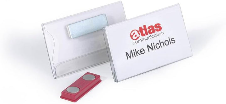 Durable Namensschild (mit Magnet, 40 x 75 mm) Packung à 25 Stück, transparent, 811619, 40 x 75 mm