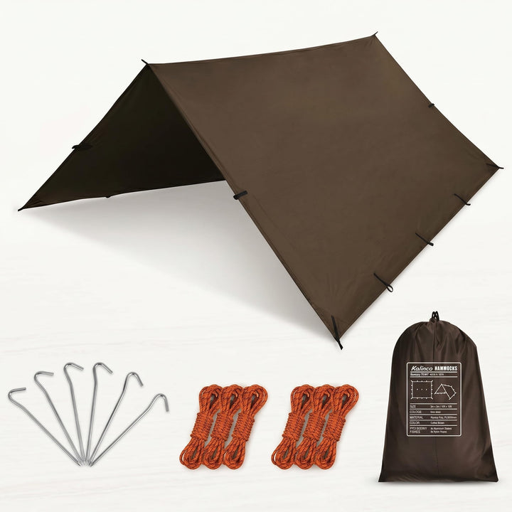 Zeltplane Tarp für Hängematte Regenschutz Sonnensegel für Ourdoor Camping Wasserdicht Anti-UV Brau 3