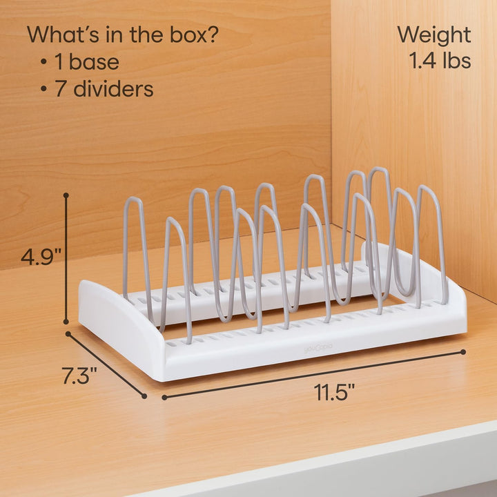 YouCopia StoreMore Verstellbarer Topfdeckel-Organizer, Standard, Weiss Deckelhalter, Deckelhalter
