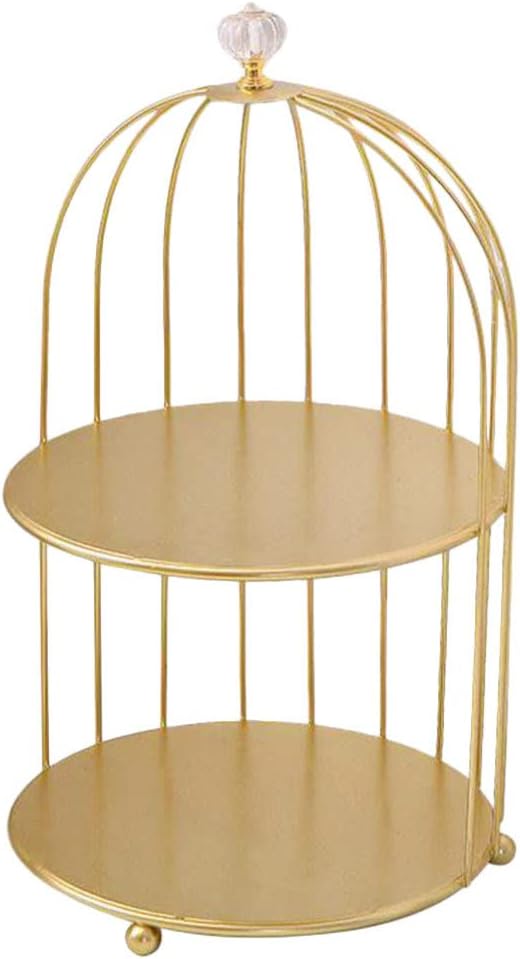 TOPBATHY Kuchenständer Vogelkäfig Kosmetik Aufbewahrungsregal Golden Eisen Cupcake Dessert Display S