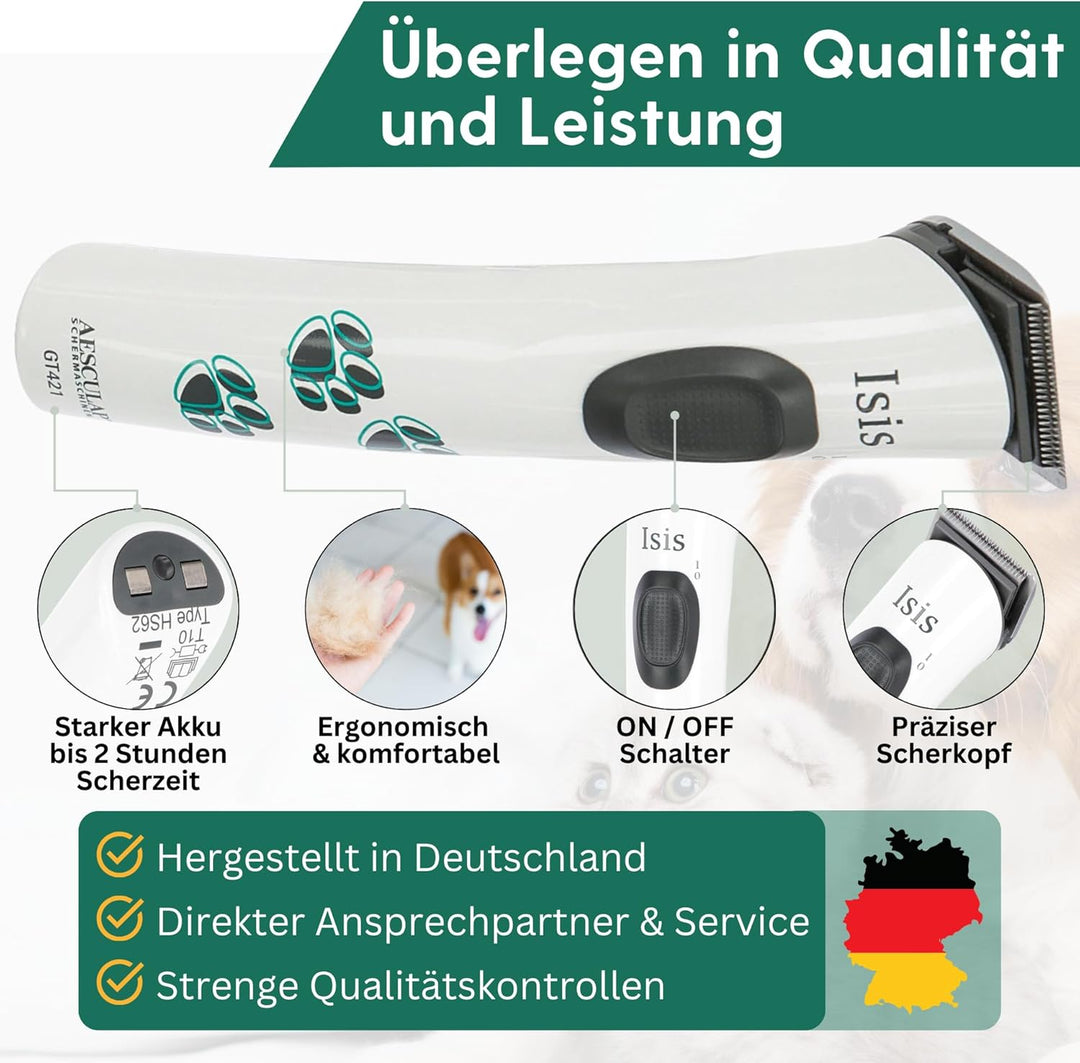 Agrarzone Edition Aesculap Isis Hundeschermaschine - Inklusive Ersatz Scherkopf - Pfotentrimmer leis