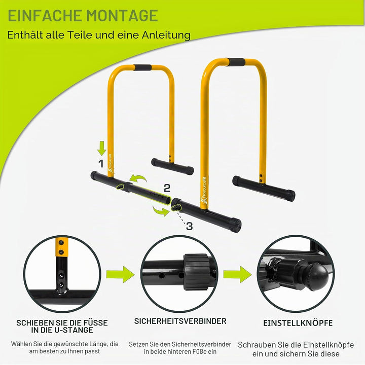ProsourceFit Dip Stand Station, Ultimate Heavy Duty Body Bar Press with Safety Connector for Tricep