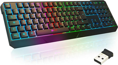 KLIM Chroma Wireless Gaming Tastatur Kabellos QWERTZ + Neue 2022 Version + Langlebig, Ergonomisch, W