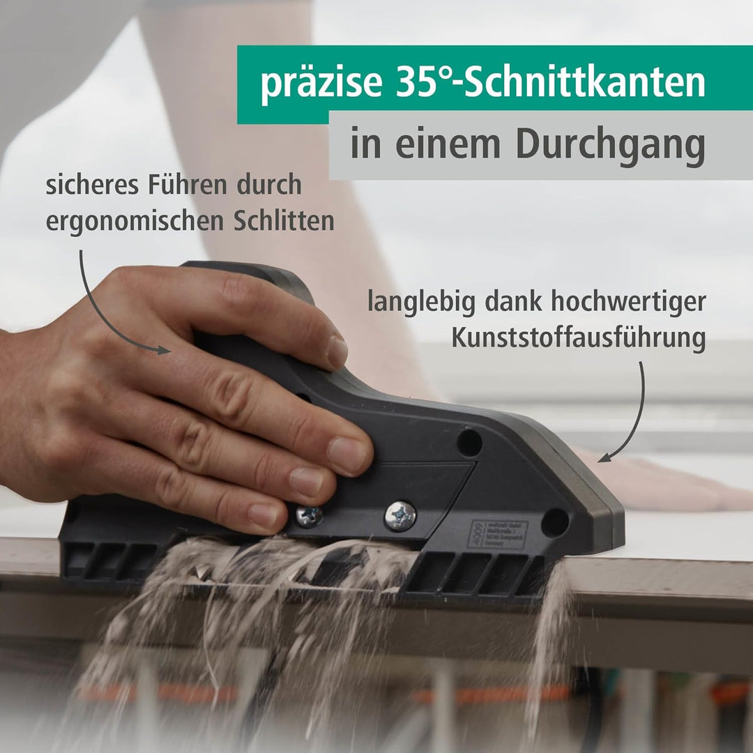 wolfcraft 3-fach Kantenhobel 4009000 – Trockenbau Hobel mit Dreifachklinge zum Anschrägen von Kanten