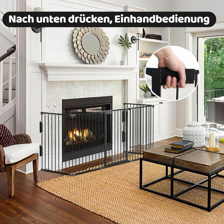 Ikodm Kaminschutzgitter mit Tür 310cm Metall Ofenschutzgitter Laufgitter Laufstall Absperrgitter Tie