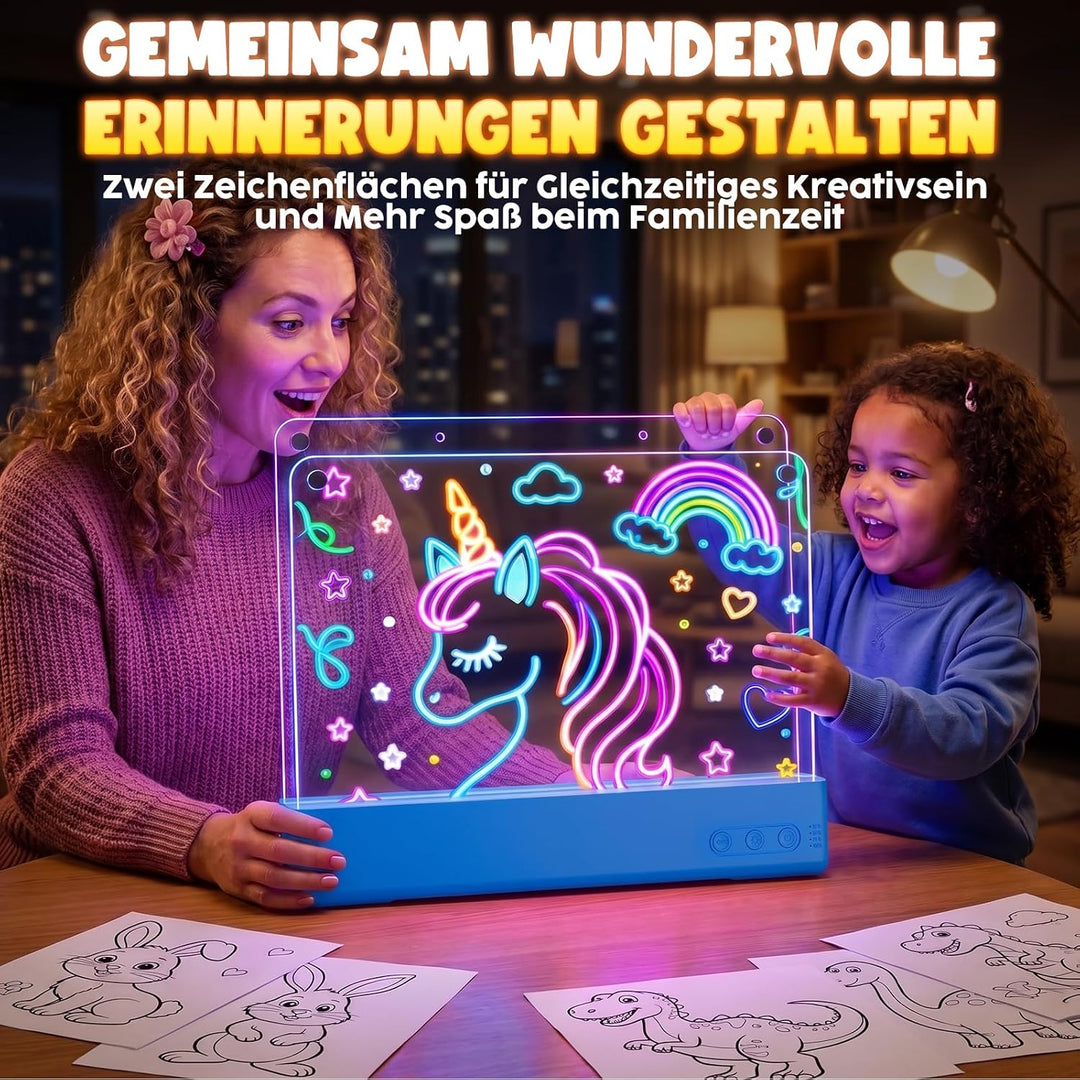 LED Zeichenbrett Kinder, Maltafel für Kinder mit Doppeltafel (Blau), Blau