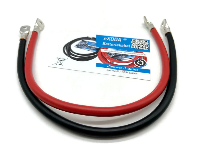 Exoda 50mm² Batteriekabelset 50cm M8 Kabelschuhe rot schwarz bis 8064 Watt 672A 12V flexibel aus 99.