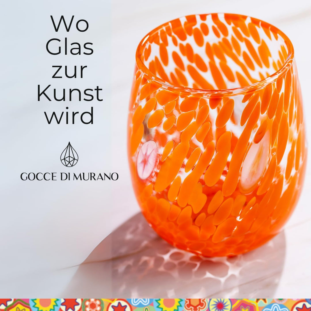 Gocce di Murano Set mit 6 Regenbogen-Gläsern, Muranoglas, mundgeblasen 240 ml, Handarbeit, bunt, 6 S