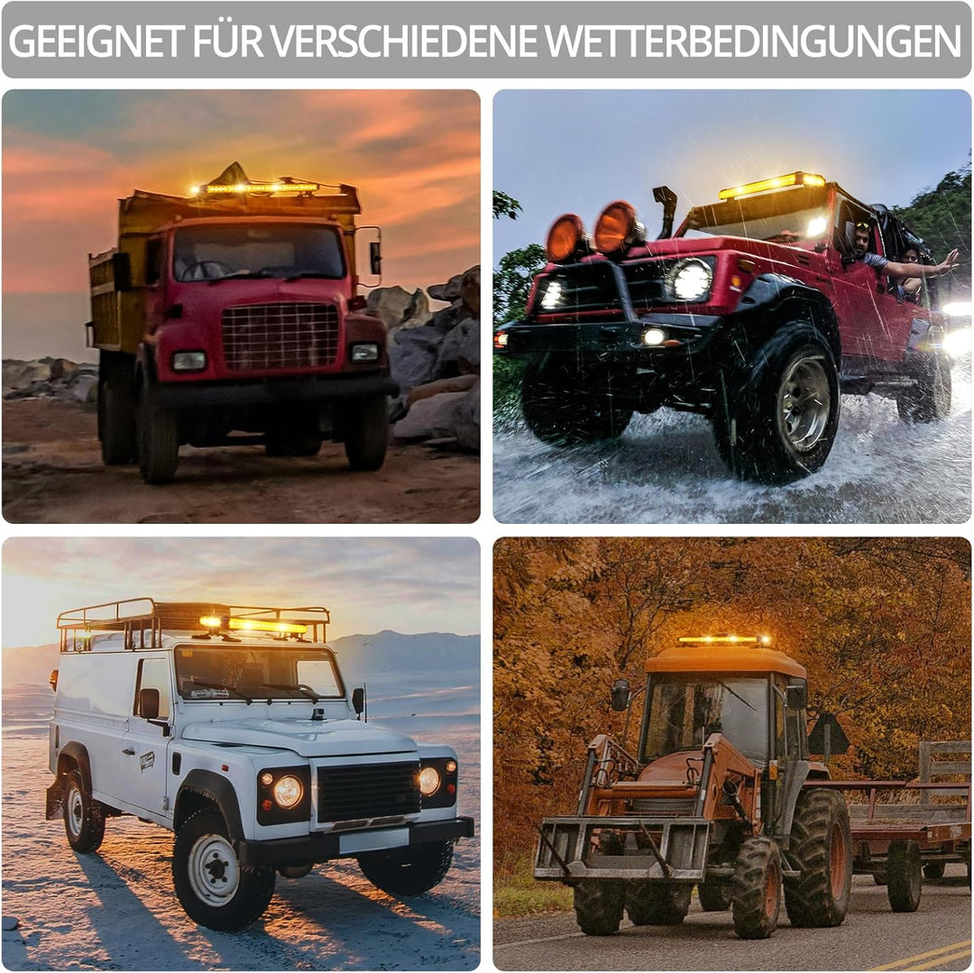 Justech 54LEDs Rundumleuchte 27 Modi Blitzleuchte Schraube Starker Magnet Amber Gelb Decke Licht War