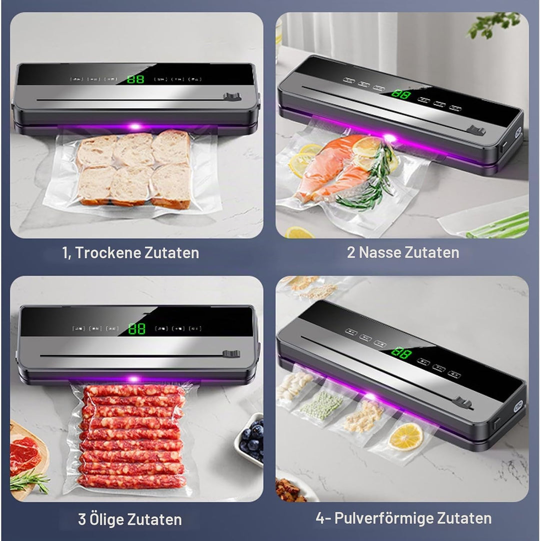 Vakuumiergerät, Vakuumierer, Folienschweissgerät, Abnehmbare Vacuumiergeraet, mit 10 Stück Vakuumier