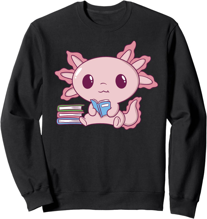 Lustiger Kawaii Axolotl Leser für Damen, Herren, Kinder, Jungen und Mädchen Sweatshirt