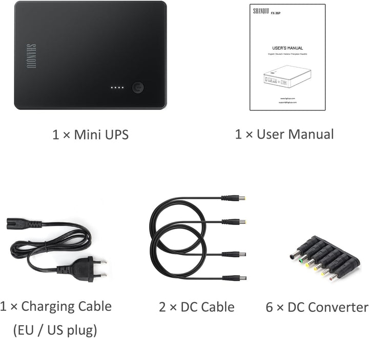 Mini UPS mit Gigabit POE für Router, Modem, Überwachungskamera, Eingang AC Ausgang 5V USB 12V DC und