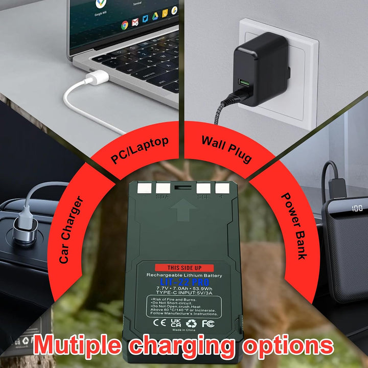 ANTIEE Akku 7000mAh für SPYPOINT LIT-22 Pro, Flex-M/S/G36 Serie | Akku für Flex Dark/S-Dark/Flex-Plu