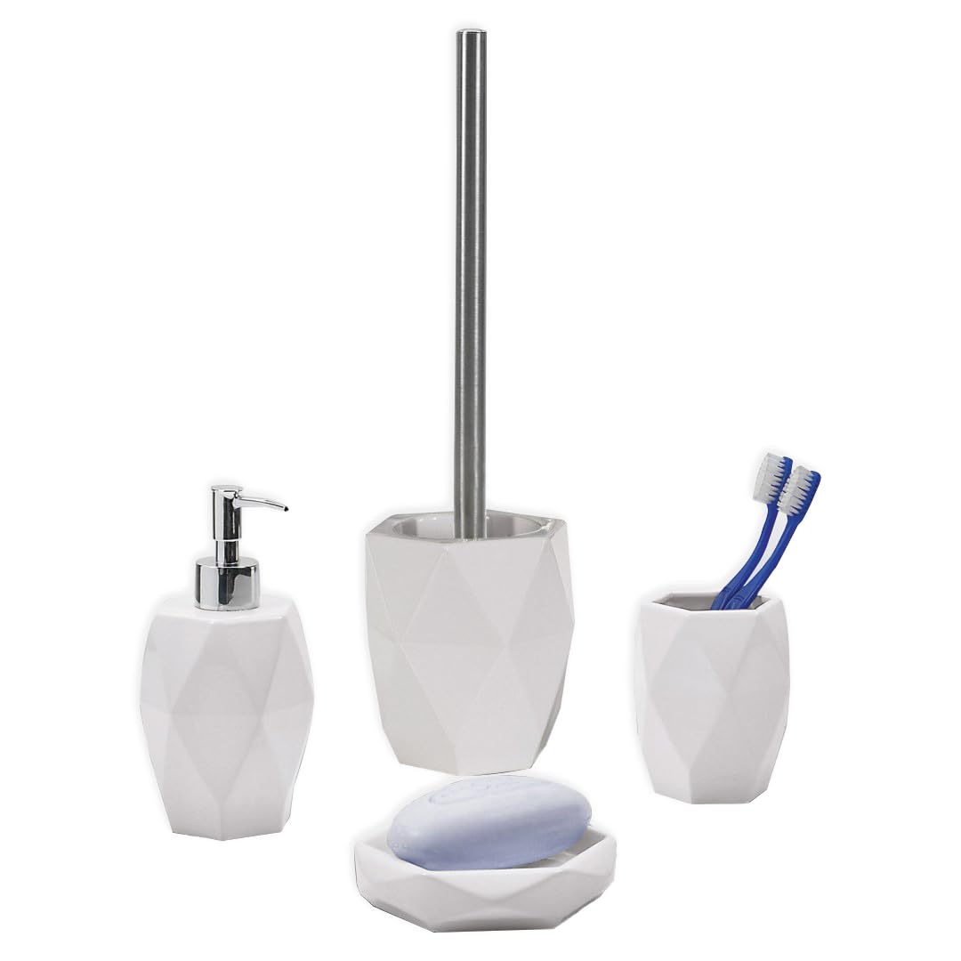 Bad-Accessoires-Set 4tlg. aus weisser Keramik Weissdorn