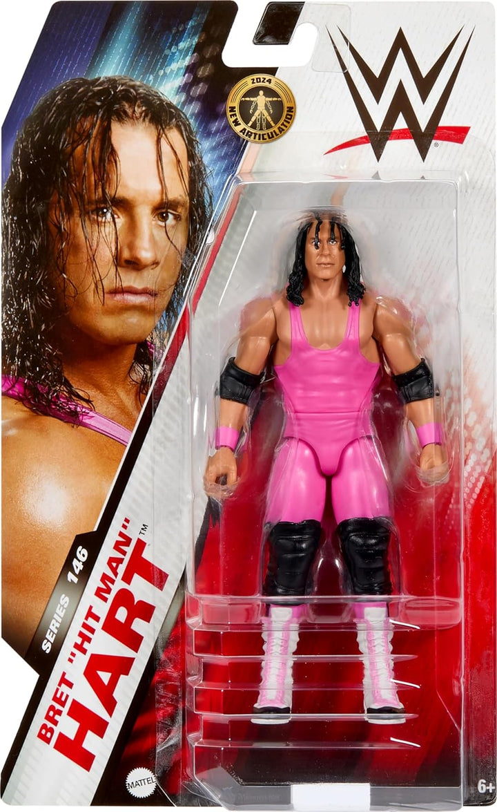 Mattel WWE Actionfigur, 15,2 cm grosses Sammlerstück Bret "Hit Man" Hart mit 10 Artikulationspunkten