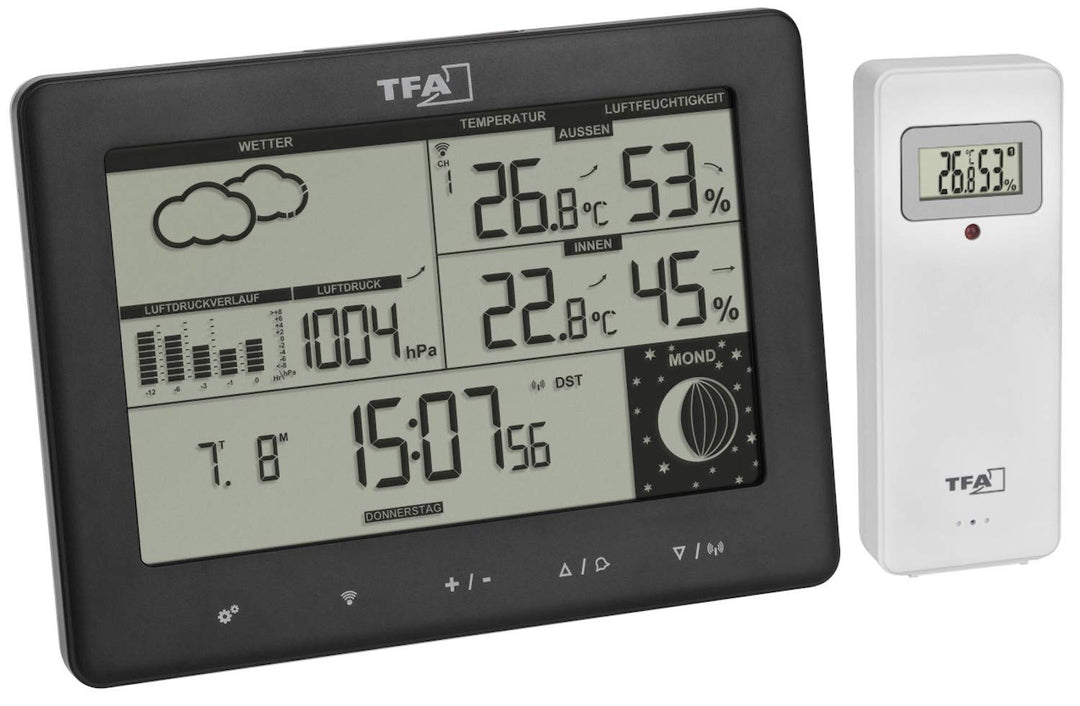 TFA Dostmann Funk-Wetterstation Elements, 35.1158.01, mit Aussensender, Wettervorhersage, deutsches