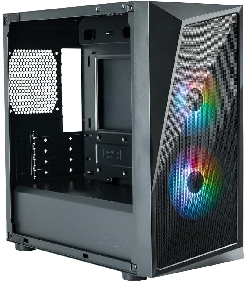 Cooler Master CMP 320 PC-Gehäuse – Mini-Tower-Gehäuse mit 2 x 120-mm-ARGB-Lüftern,Micro-ATX,Seitenwa