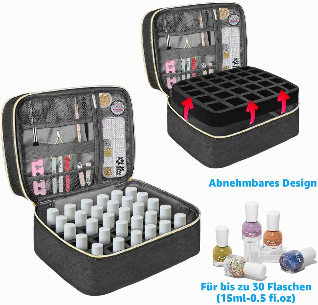 Nagellack Organizer Tasche, Doppelschicht Nagellack Aufbewahrung Box, Organizer Koffer für Nageldesi
