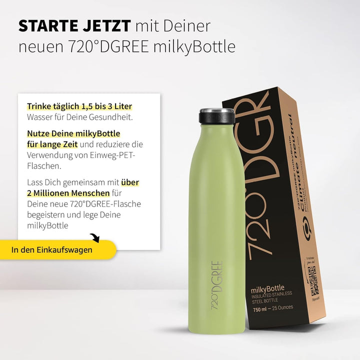 720°DGREE Edelstahl Trinkflasche “milkyBottle” - 500ml - Perfekt für Kinder, BPA-Frei, Auslaufsicher