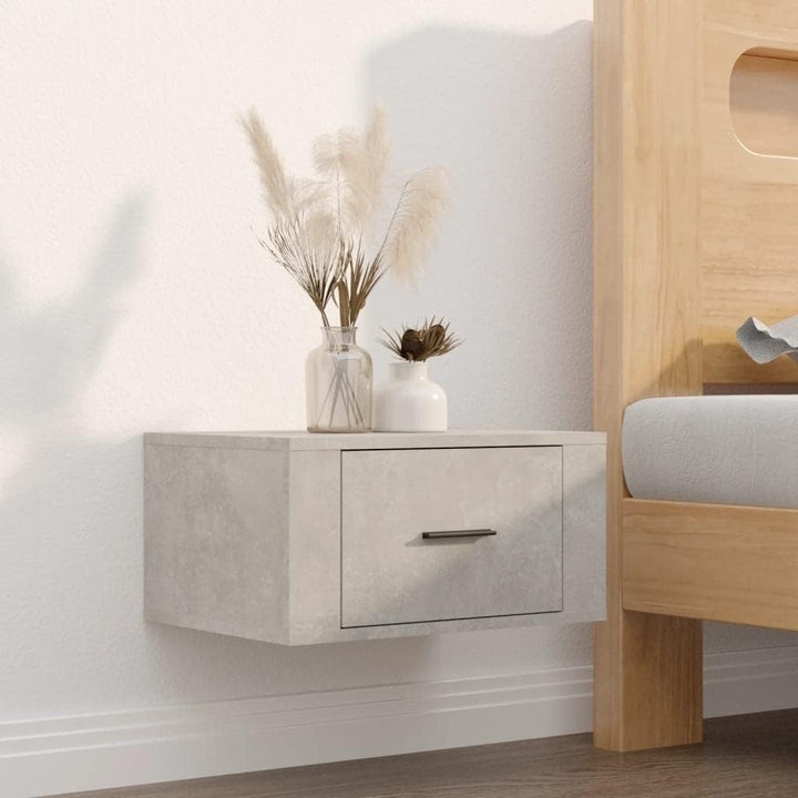 WIFESE Wand-Nachttisch Betongrau 50x36x25 cm Nachtschrank Nachtkästchen Bedside Table Nightstand Nac