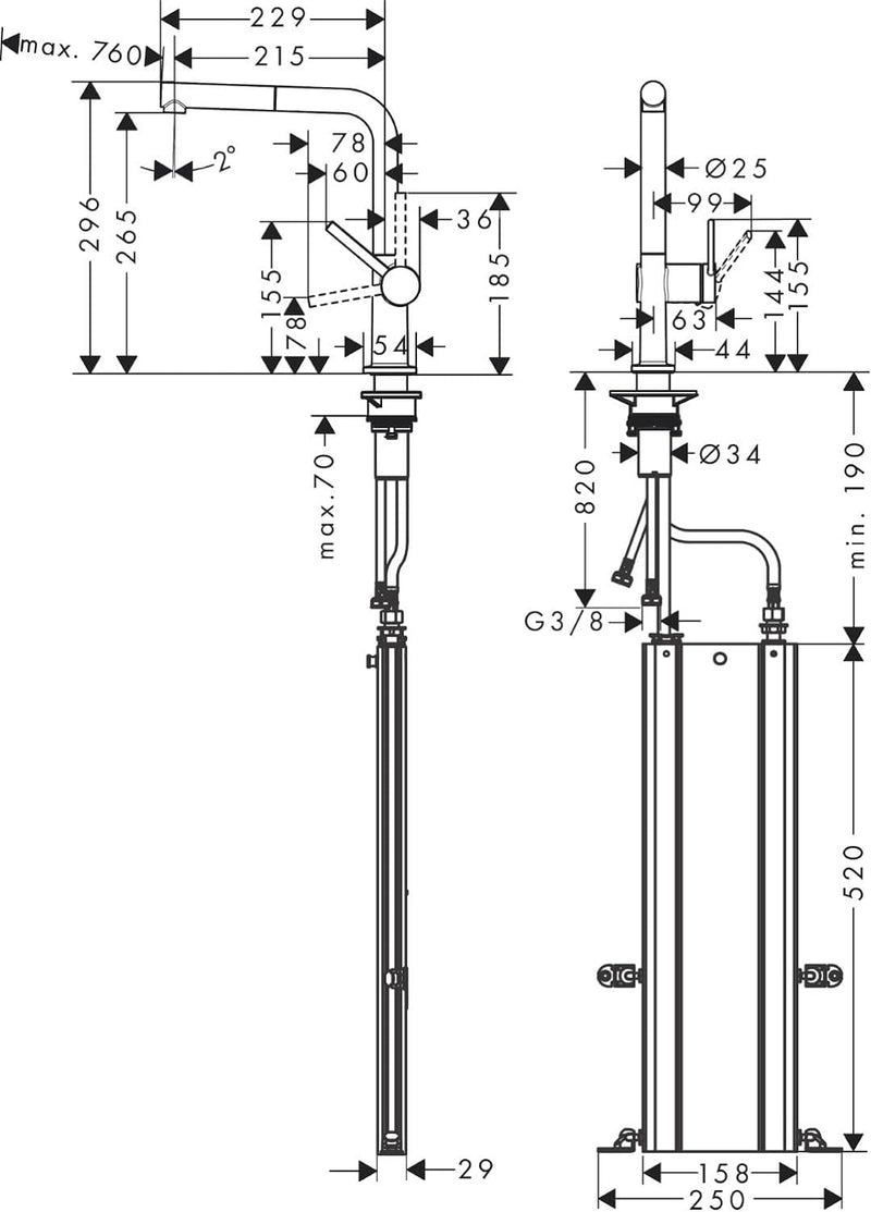 hansgrohe Küchenarmatur Talis M54 (Wasserhahn Küche mit Schlauchbox, 360° schwenkbar, ausziehbarer A