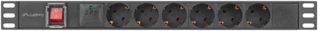 Lanberg PDU 19" 1U 16A 2M 6X SCHUKO OUTLETS Black