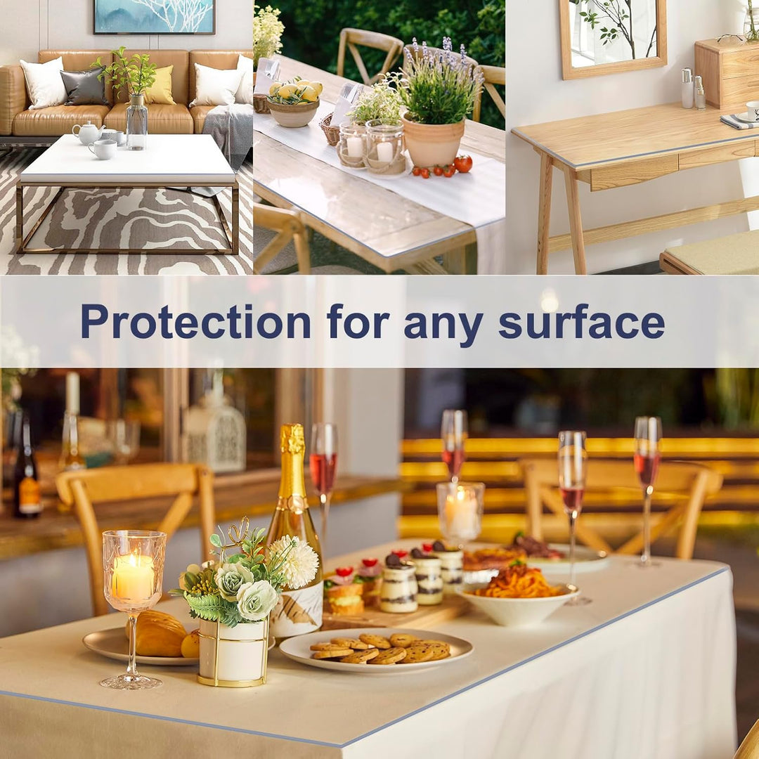 Laneetal Tischdecke Transparent 2 mm, Tischfolie Wasserdicht aus PVC, Tischschutz Rechteckig abwasch