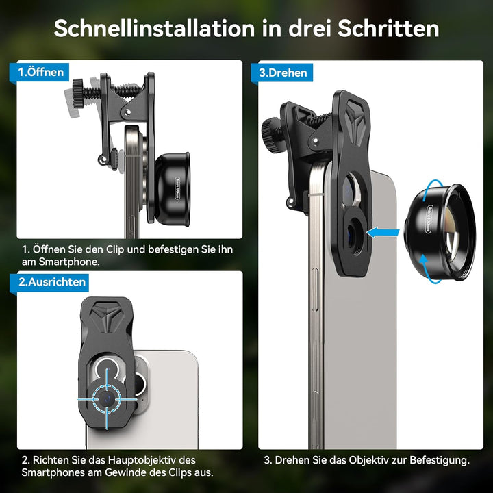 APEXEL Professionelles Makro-Fotoobjektiv für Dual-Objektiv/Einzelobjektiv, iPhone, Pixel, Samsung G