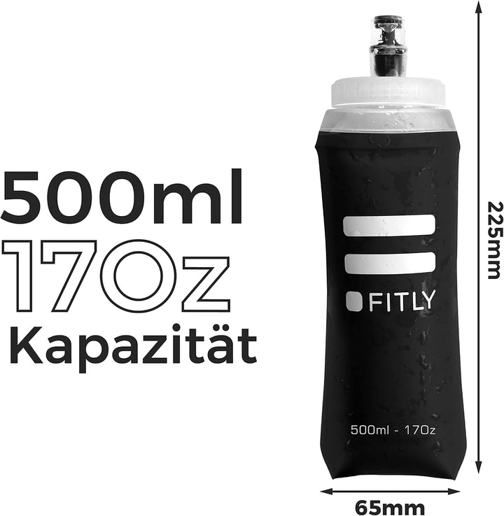 FITLY Faltbare Trinkflasche - Ideal Zum Laufen, Wandern, Radfahren - Lauf Trinkflasche Für Outdoor-S
