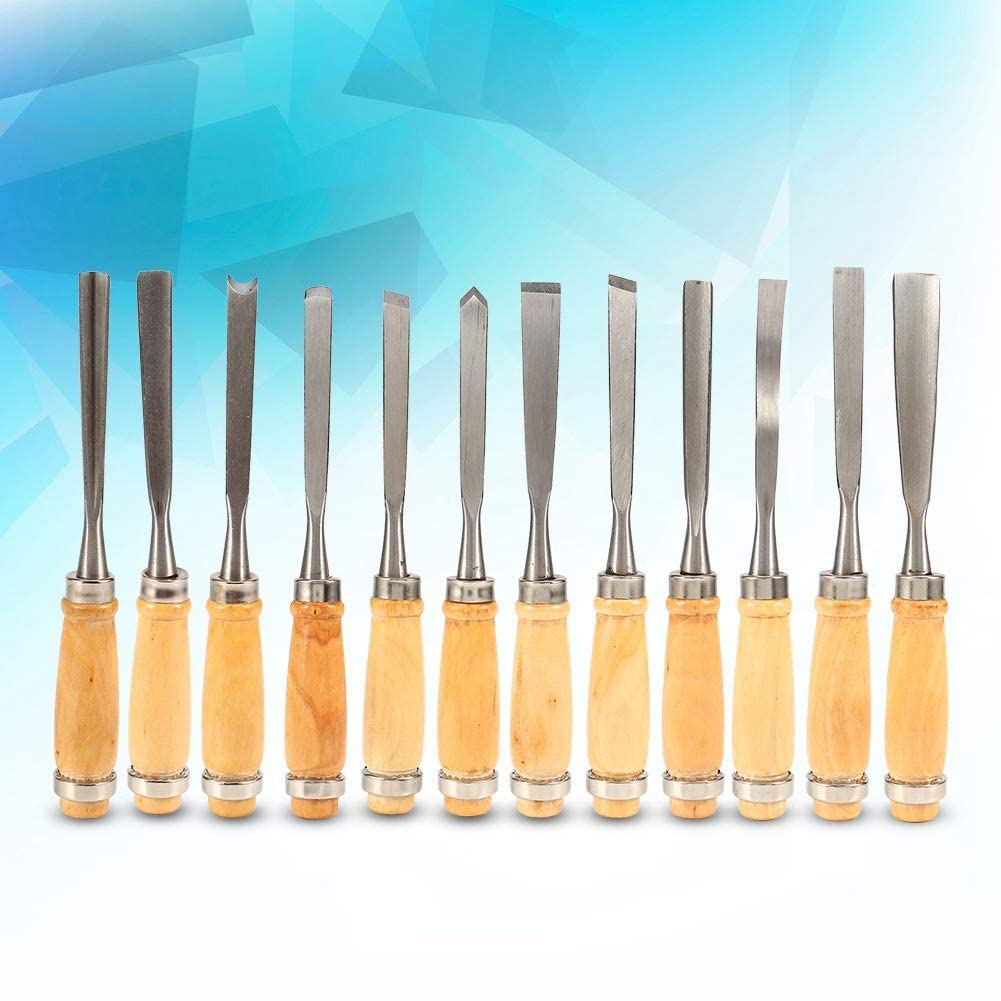 Gouges, Holzschnitzmeissel Set 12Pcs Professionelle Schnitzereien Scharfe Holzbearbeitungswerkzeuge