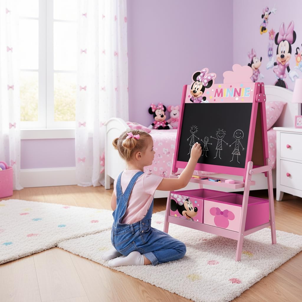 ARDITEX – Kindertafel von Disney Minnie Mouse mit doppelseitiger Oberfläche für Kreide und Filzstift