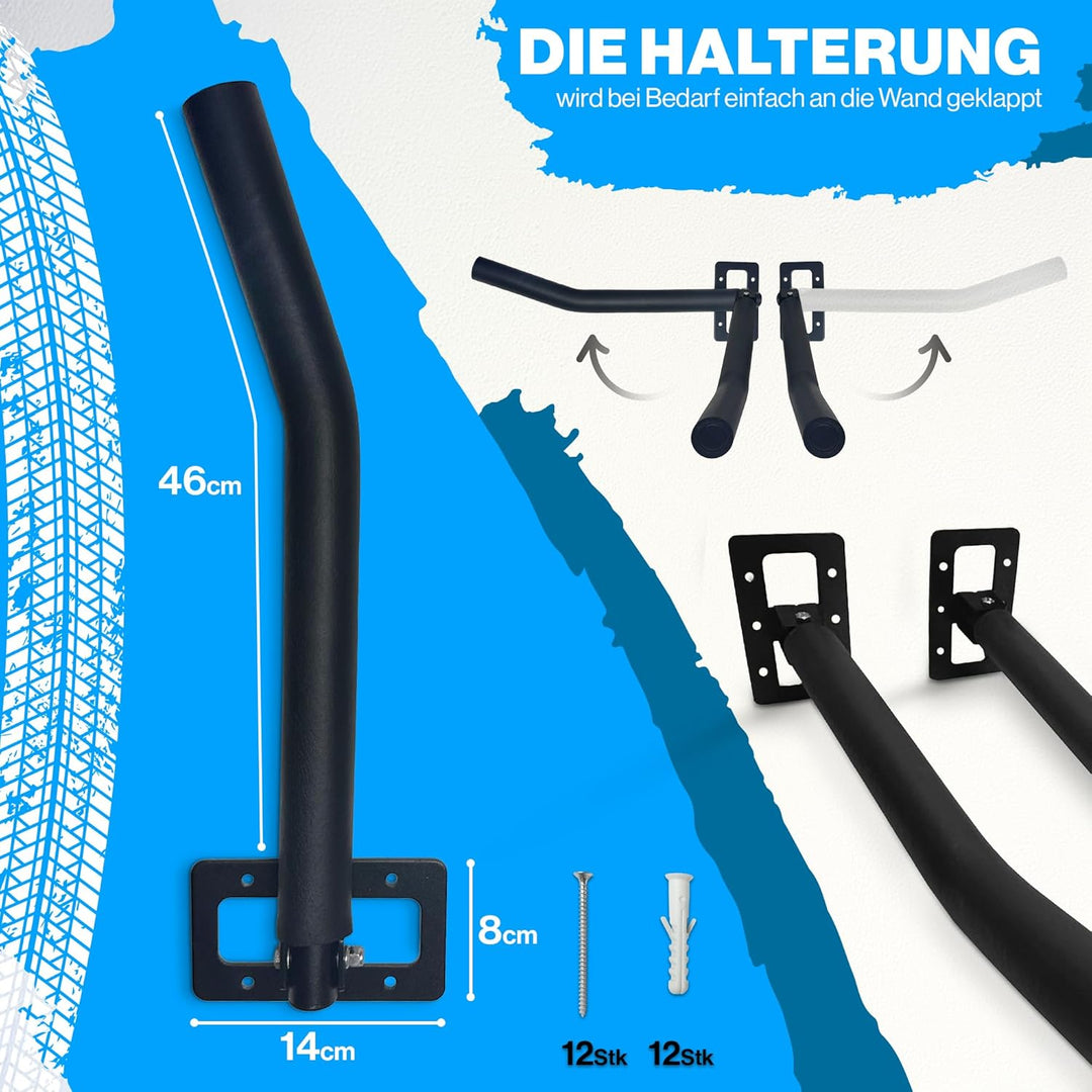 Lanco Fahrrad Wandhalterung klappbar bis 25 kg – Platzsparende Fahrradhalterung Wand für E-Bike, MTB